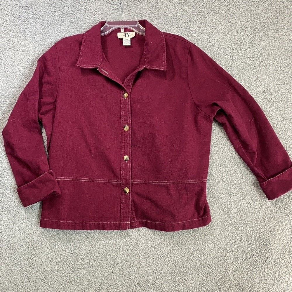 Original TY Wear Jacket Blouse Women Maroon Cuffed Long Sleeve Size 18W